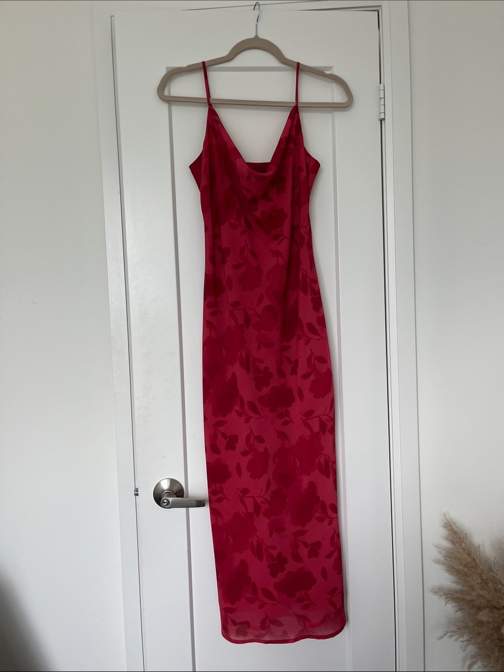 Dynamite Fuchsia Floral Jacquard Slip Dress